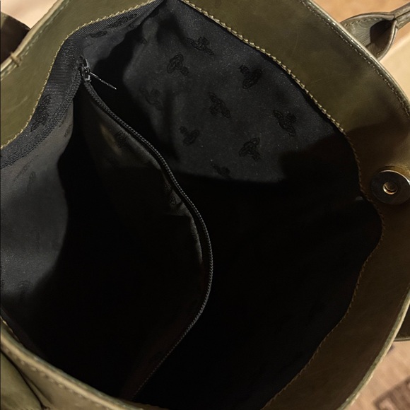 VIVIENNE WESTWOOD OLIVE LEATHER HANDBAG - Picture 6 of 10